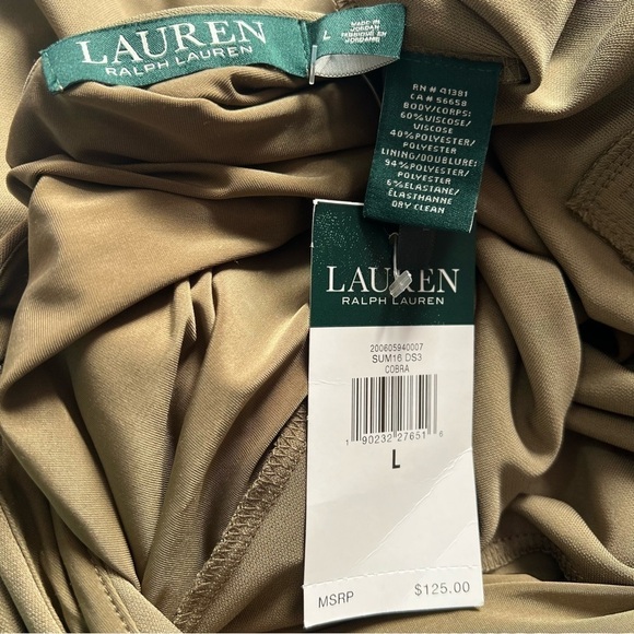NWT Ralph Lauren Khaki Green Jersey Knit Comfortable Neutral Career Summer Dress - Picture 10 of 16